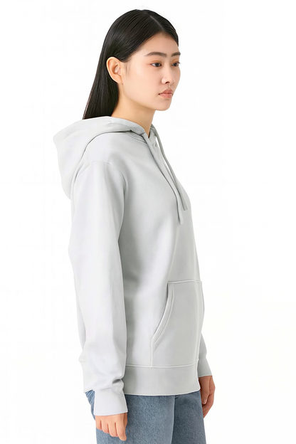 Solid Pullover Hoodie | Cotton Blend Hooded Sweatshirt Light Blue with Kangaroo Pocket