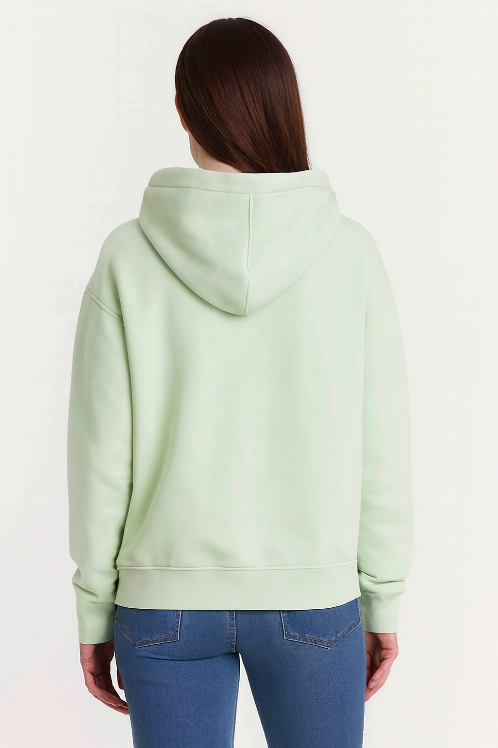 Solid Pullover Hoodie | Cotton Blend Hooded Sweatshirt Light Green with Kangaroo Pocket