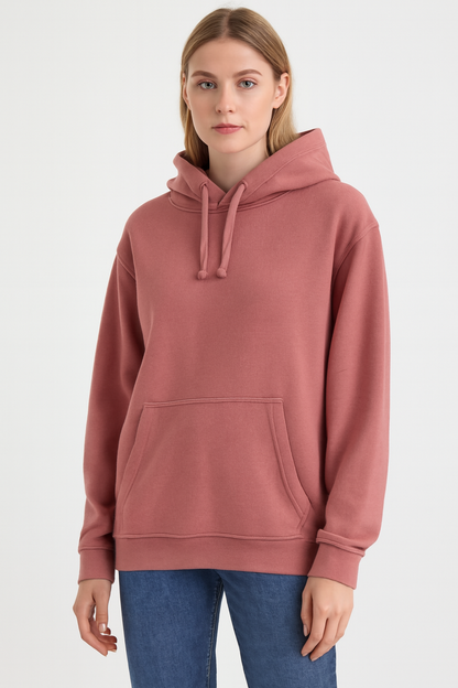 Solid Pullover Hoodie | Cotton Blend Hooded Sweatshirt Peach with Kangaroo Pocket