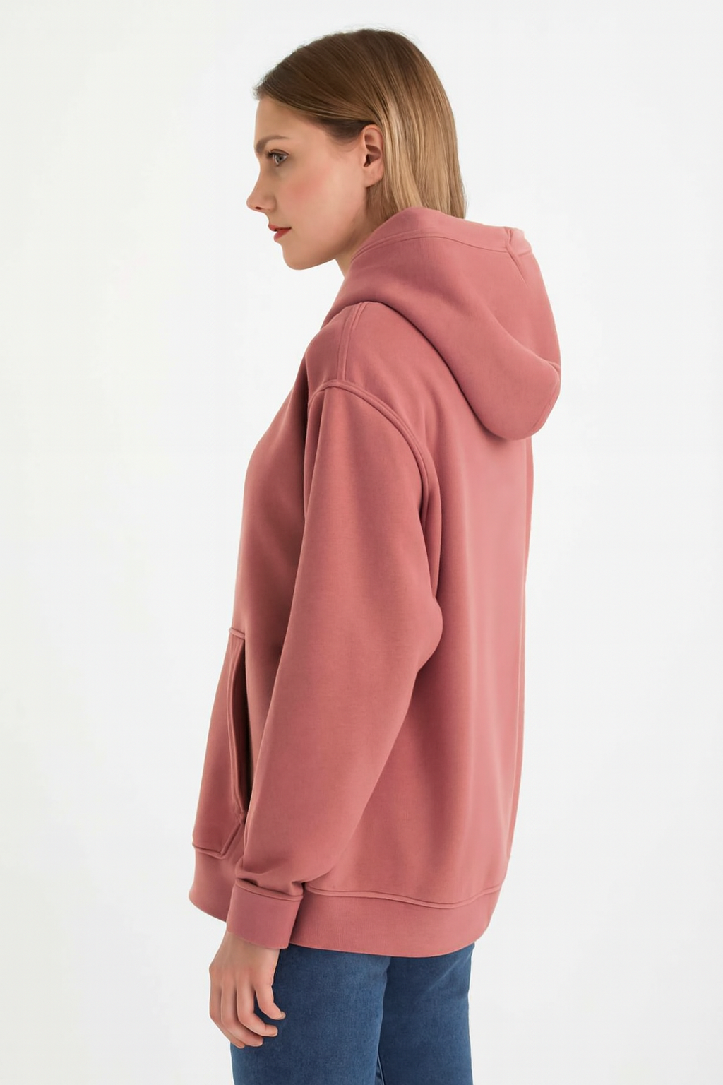 Solid Pullover Hoodie | Cotton Blend Hooded Sweatshirt Peach with Kangaroo Pocket