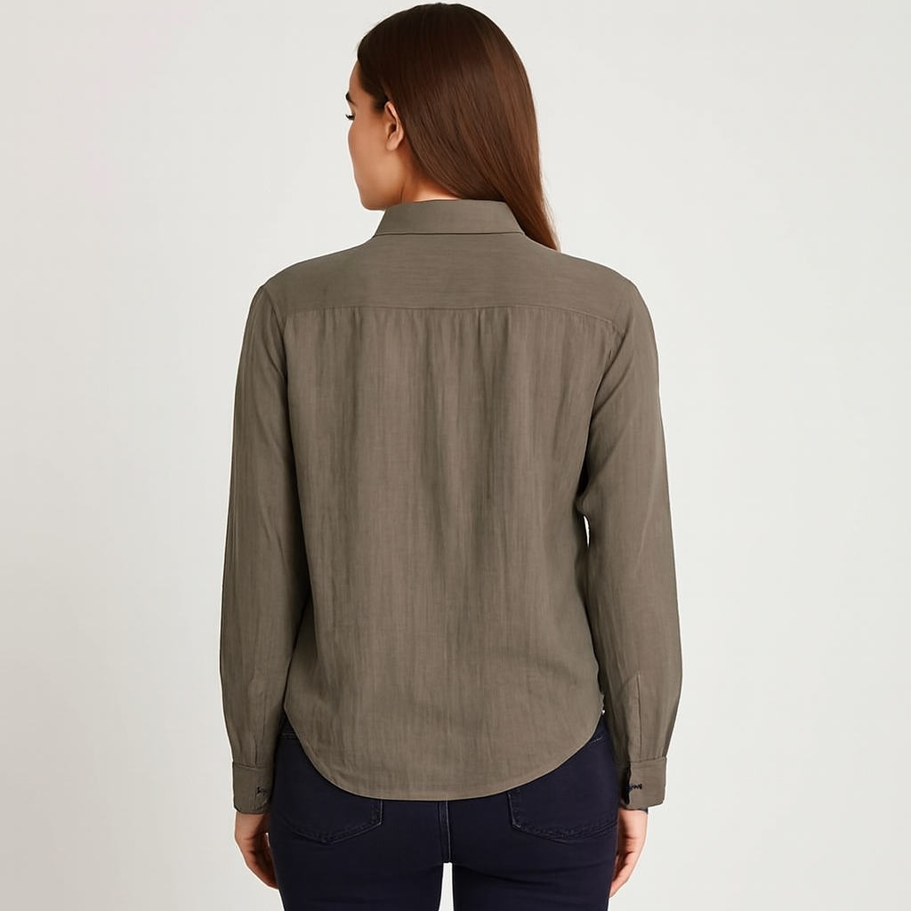 Dark Green Cotton Shirt | Full Sleeve Button-Down Shirt | Loose Fit with Dual Pockets