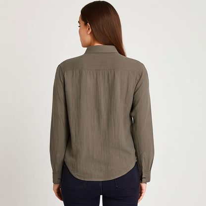 Dark Green Cotton Shirt | Full Sleeve Button-Down Shirt | Loose Fit with Dual Pockets