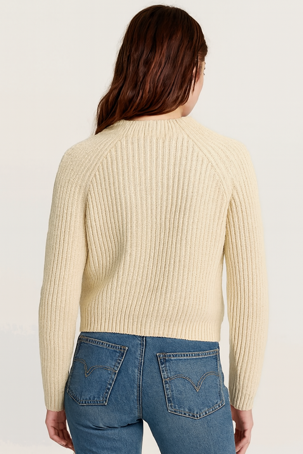 NoBarr Stylish Women's Beige Knit Sweater | High Neck | Soft Polyester Fabric