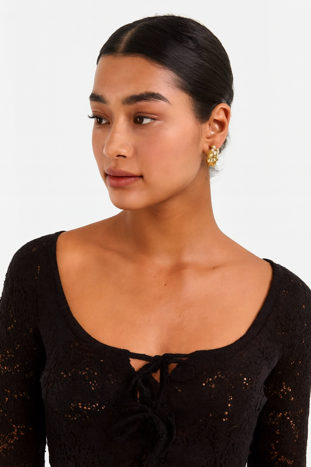 Acrylic Brown Knitted Tie-Front Sweater | Full Sleeve Crochet Style Sweater