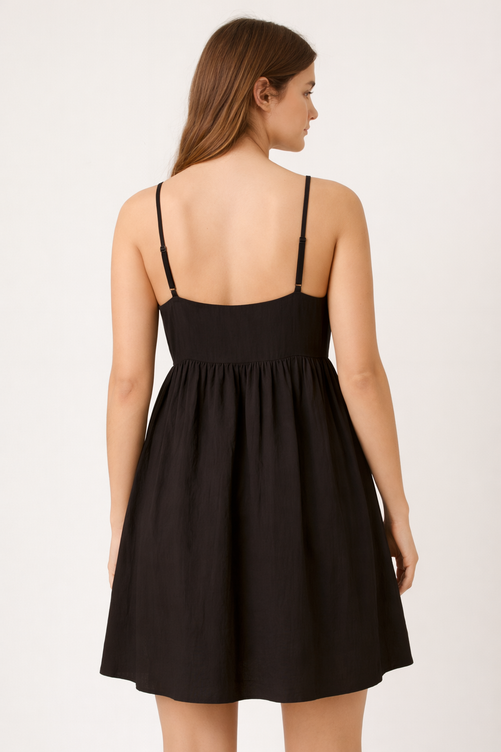 Black Sleeveless Cotton A-Line Dress with Side Pockets | Loose Fit Casual Wear