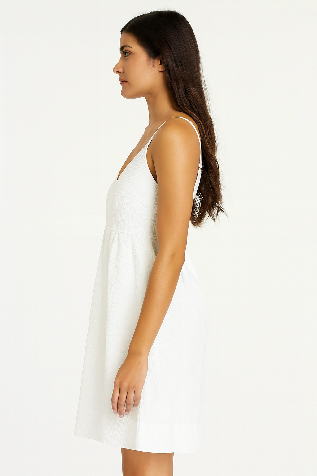 White Sleeveless Cotton A-Line Dress with Side Pockets | Loose Fit Casual Wear