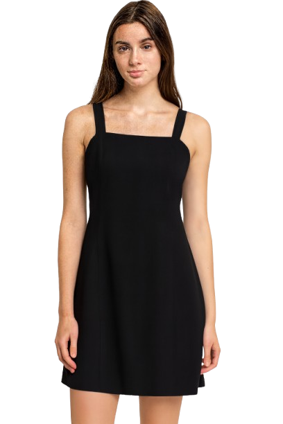 Black Solid Sleeveless Cotton Shift Dress with Side Pockets | Casual Summer & Beach Wear