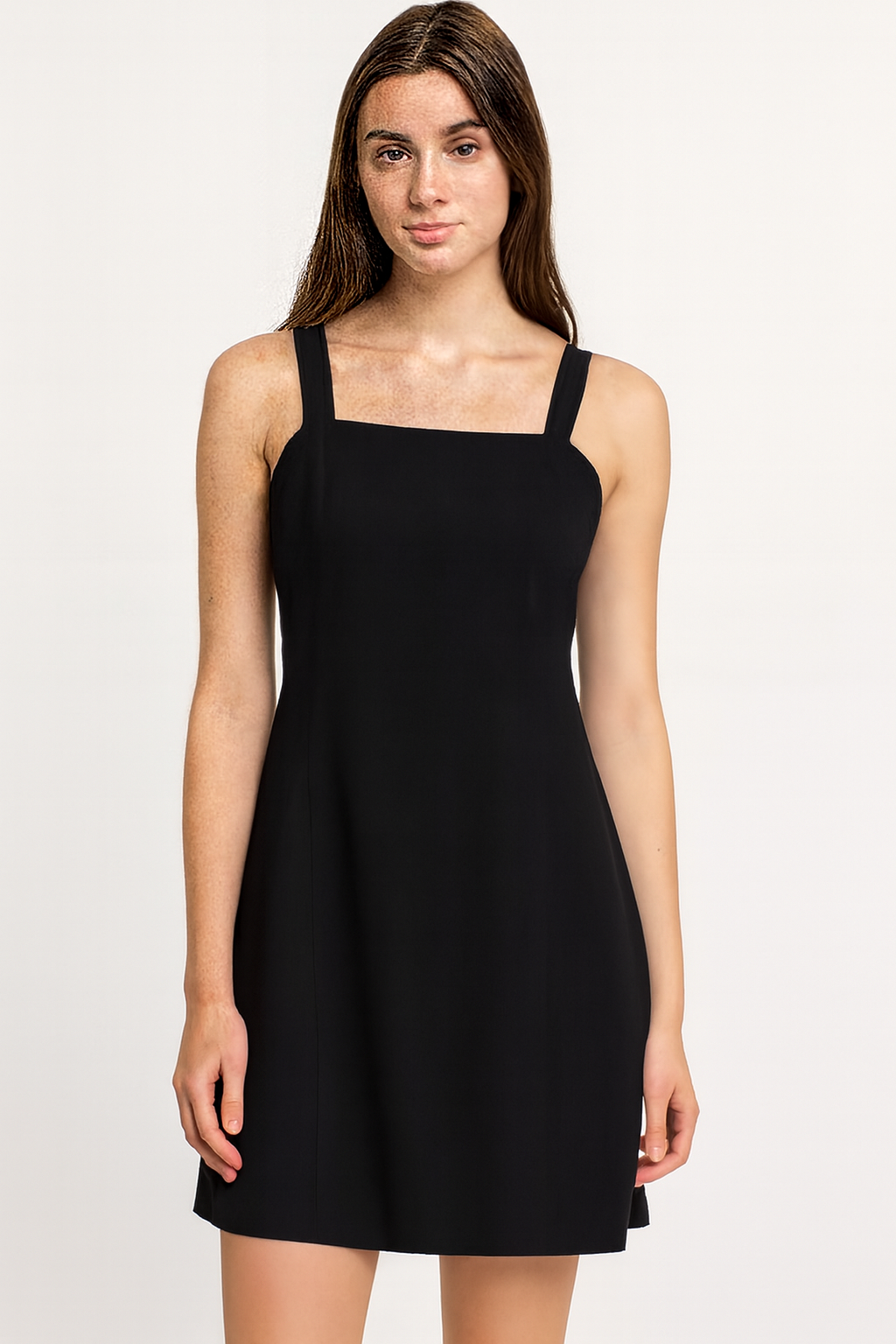 Black Solid Sleeveless Cotton Shift Dress with Side Pockets | Casual Summer & Beach Wear