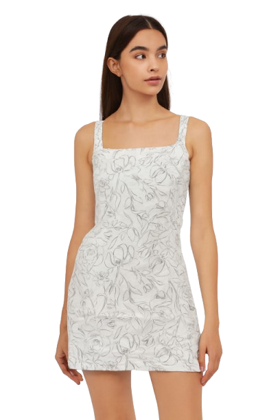 Cream Floral Sleeveless Cotton Shift Dress with Side Pockets | Casual Summer & Beach Wear