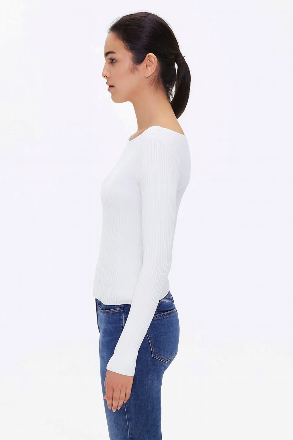 Off-White Ribbed Sweater | Full Sleeve Slim Fit Knit Sweater | Soft & Comfortable