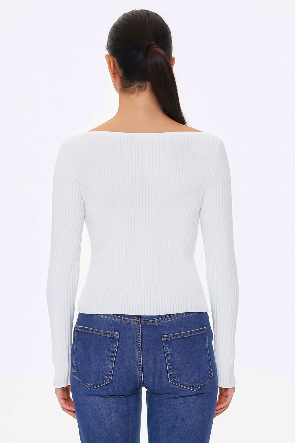 Off-White Ribbed Sweater | Full Sleeve Slim Fit Knit Sweater | Soft & Comfortable