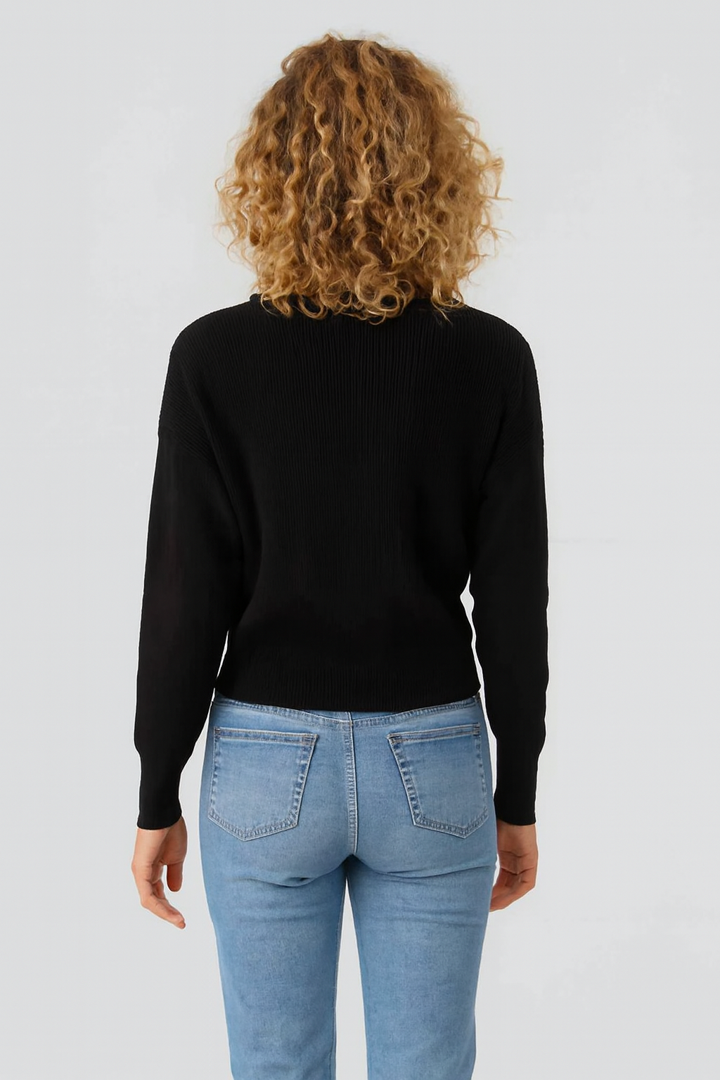 Black V-Neck Button Down Cardigan Sweater | Down Shoulder Knit | Viscose Cotton Blend Winter Wear
