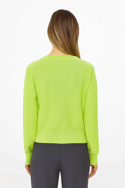 Green V-Neck Button Down Cardigan Sweater | Down Shoulder Knit | Viscose Cotton Blend Winter Wear
