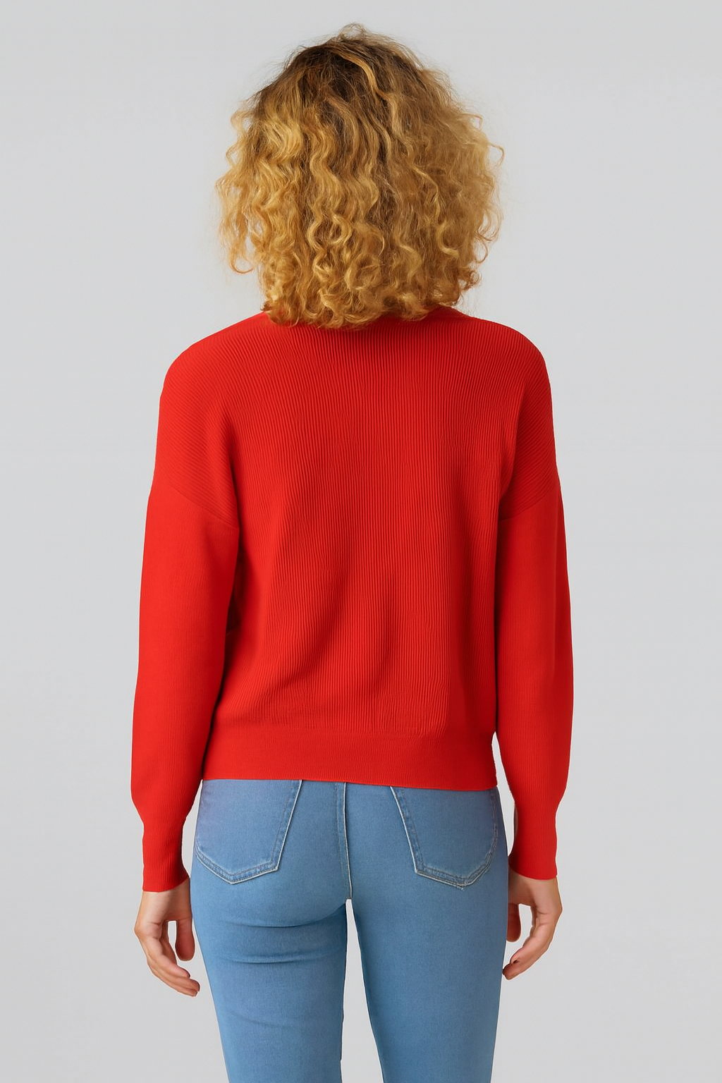 Orange V-Neck Button Down Cardigan Sweater | Down Shoulder Knit | Viscose Cotton Blend Winter Wear