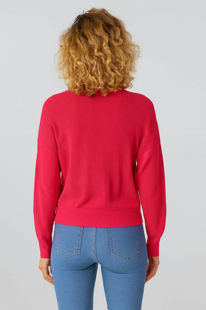 Pink V-Neck Button Down Cardigan Sweater | Down Shoulder Knit | Viscose Cotton Blend Winter Wear
