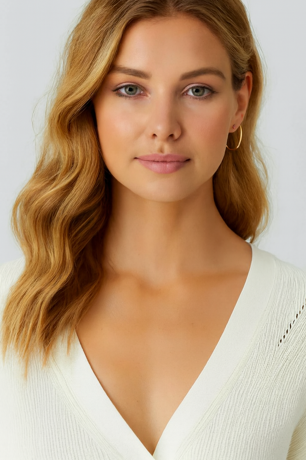 White V-Neck Button Down Cardigan Sweater | Down Shoulder Knit | Viscose Cotton Blend Winter Wear