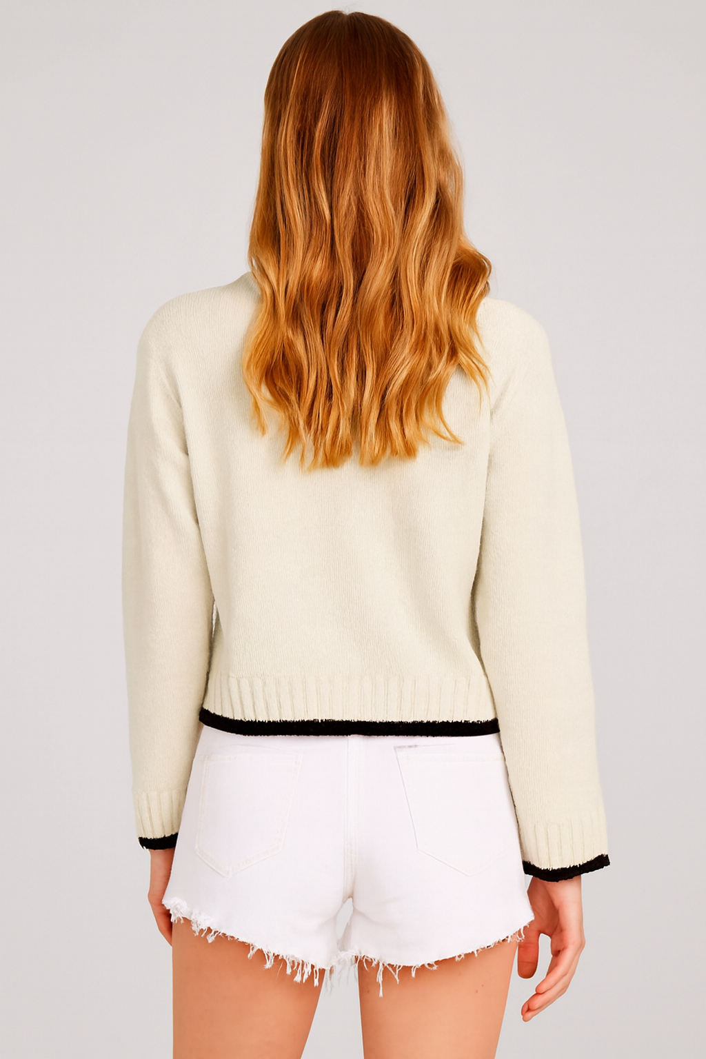 Cream Down Shoulder Loose Fit Sweater | Ribbed Knit Winter Pullover | 100% Polyester