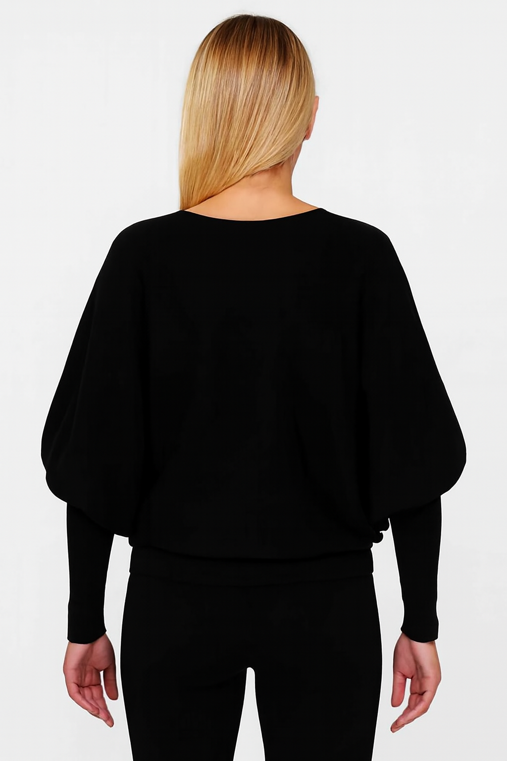 Black Poncho Style Acrylic Sweater Top | Loose Fit Batwing Sleeves | Winter Wear Pullover