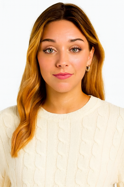 White Cable Knit Cotton Sweater | Round Neck Full Sleeve Winter Pullover | Soft & Comfortable Knitwear