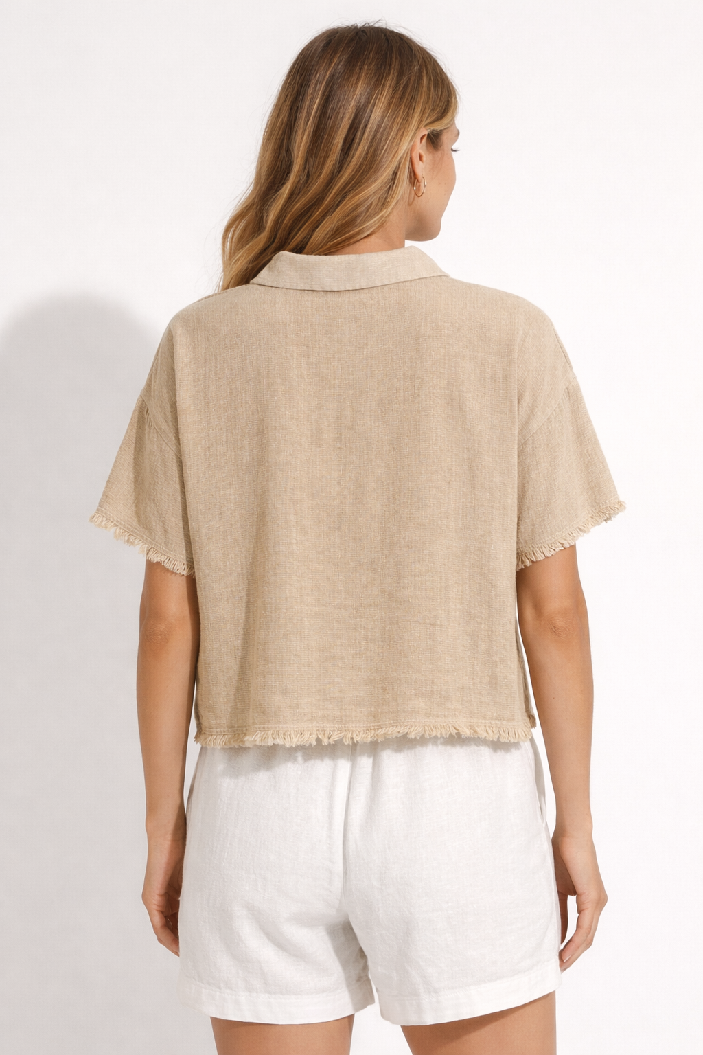 Brown Cotton Polo Neck Top | 100% Cotton Casual Short Sleeve T-Shirt