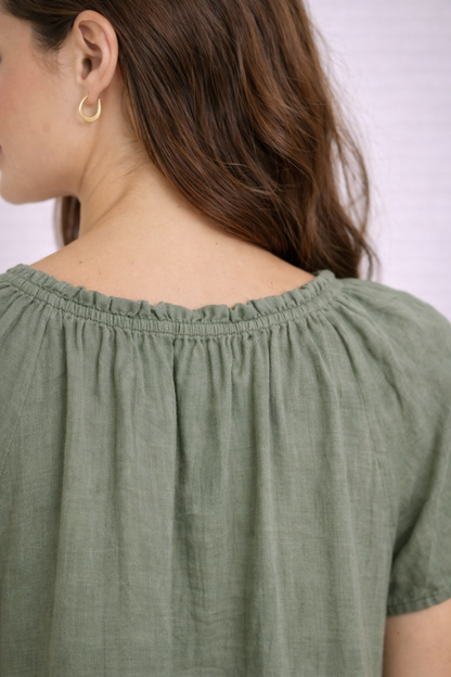 Sea Green Cotton Plus Size Dress | 2 Side Pockets | Loose Fit | Casual Knee Length Dress