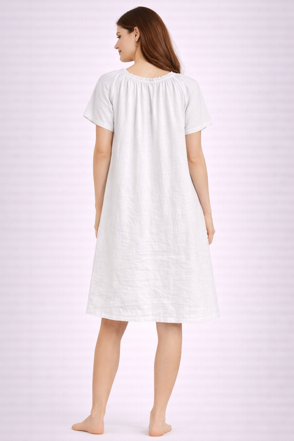 White Cotton Plus Size Dress | 2 Side Pockets | Loose Fit | Casual Knee Length Dress