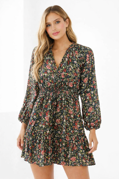 Plus Size Floral Printed Fit & Flare Mini Dress with Pockets