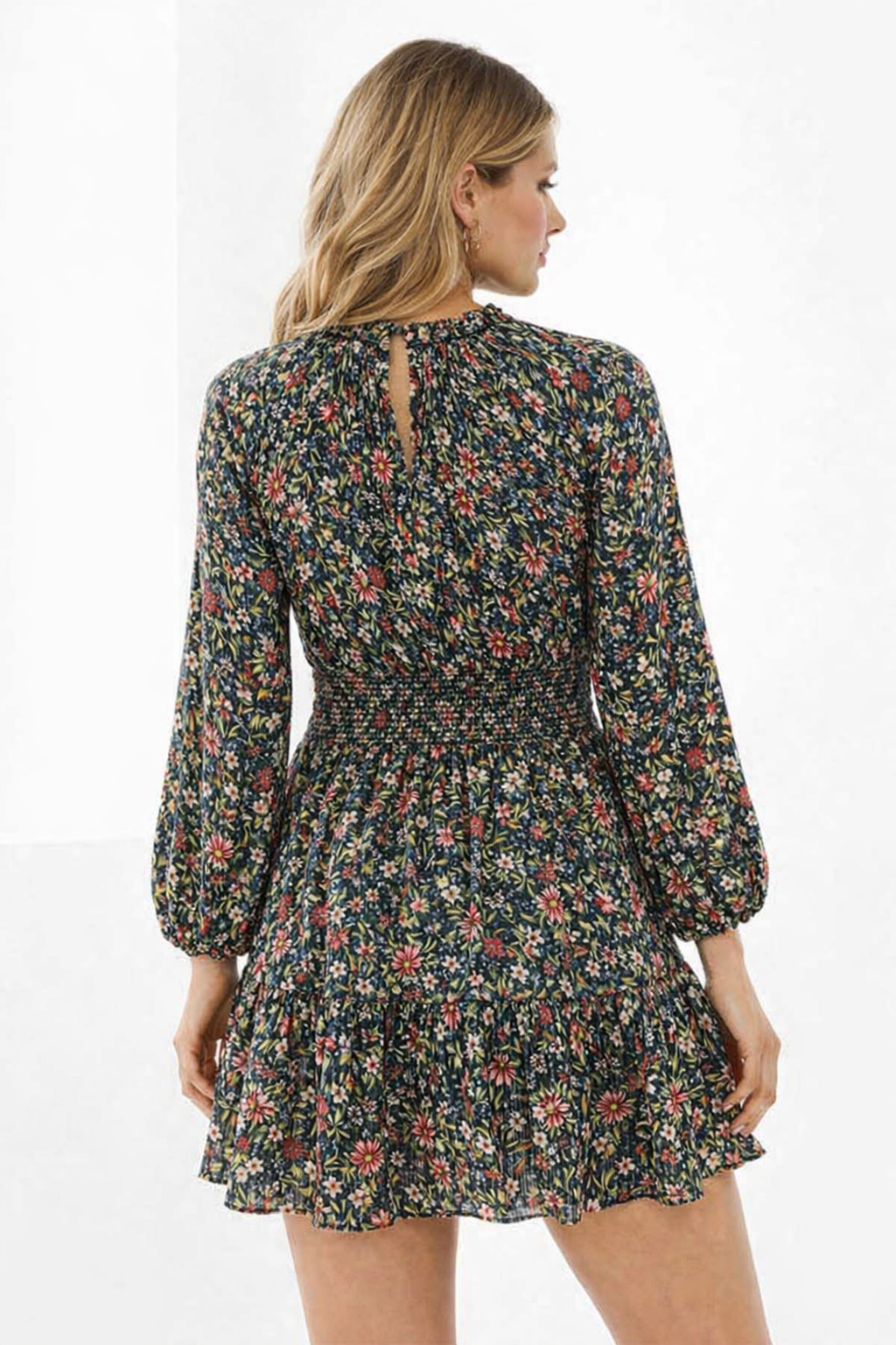 Plus Size Floral Printed Fit & Flare Mini Dress with Pockets