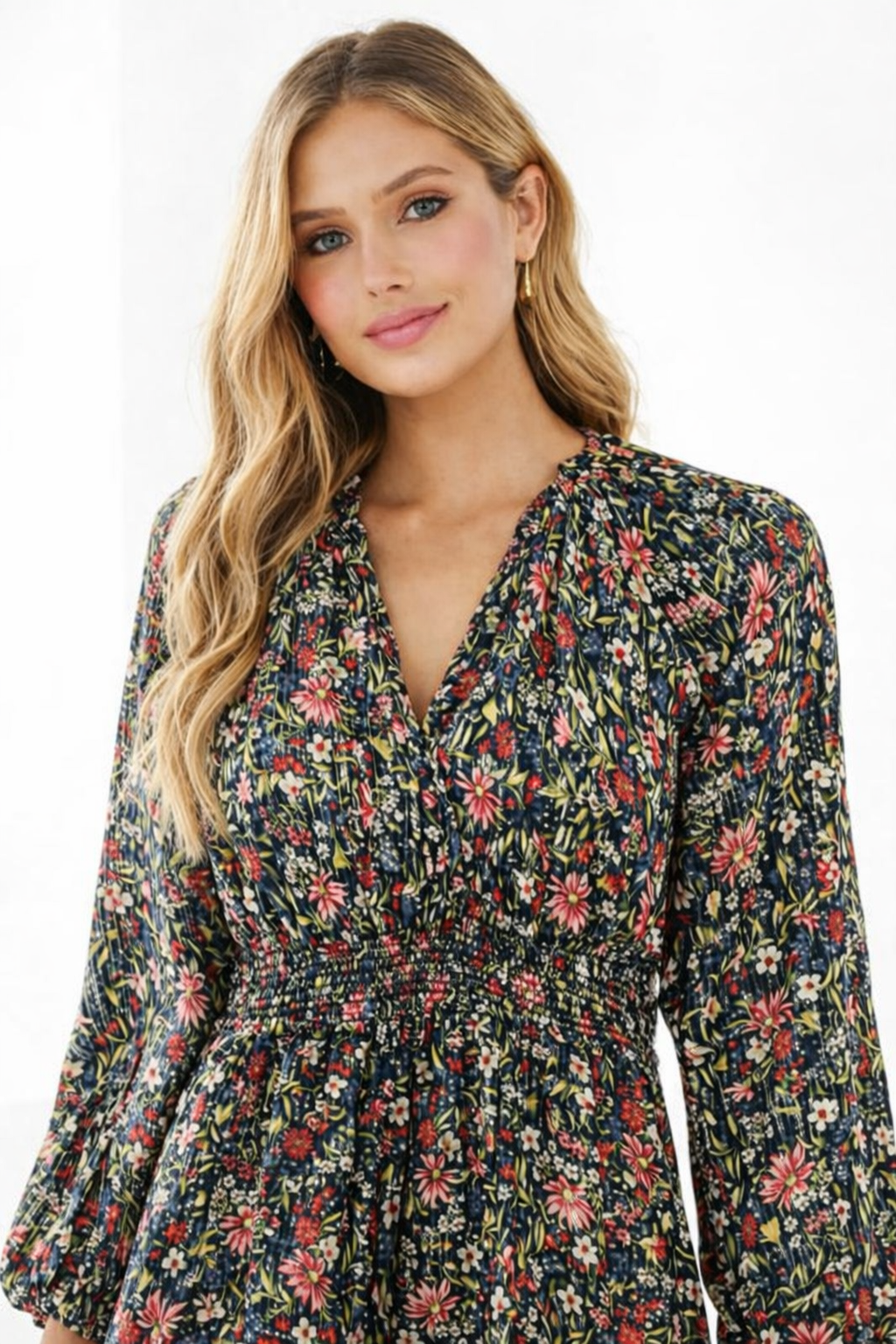 Plus Size Floral Printed Fit & Flare Mini Dress with Pockets