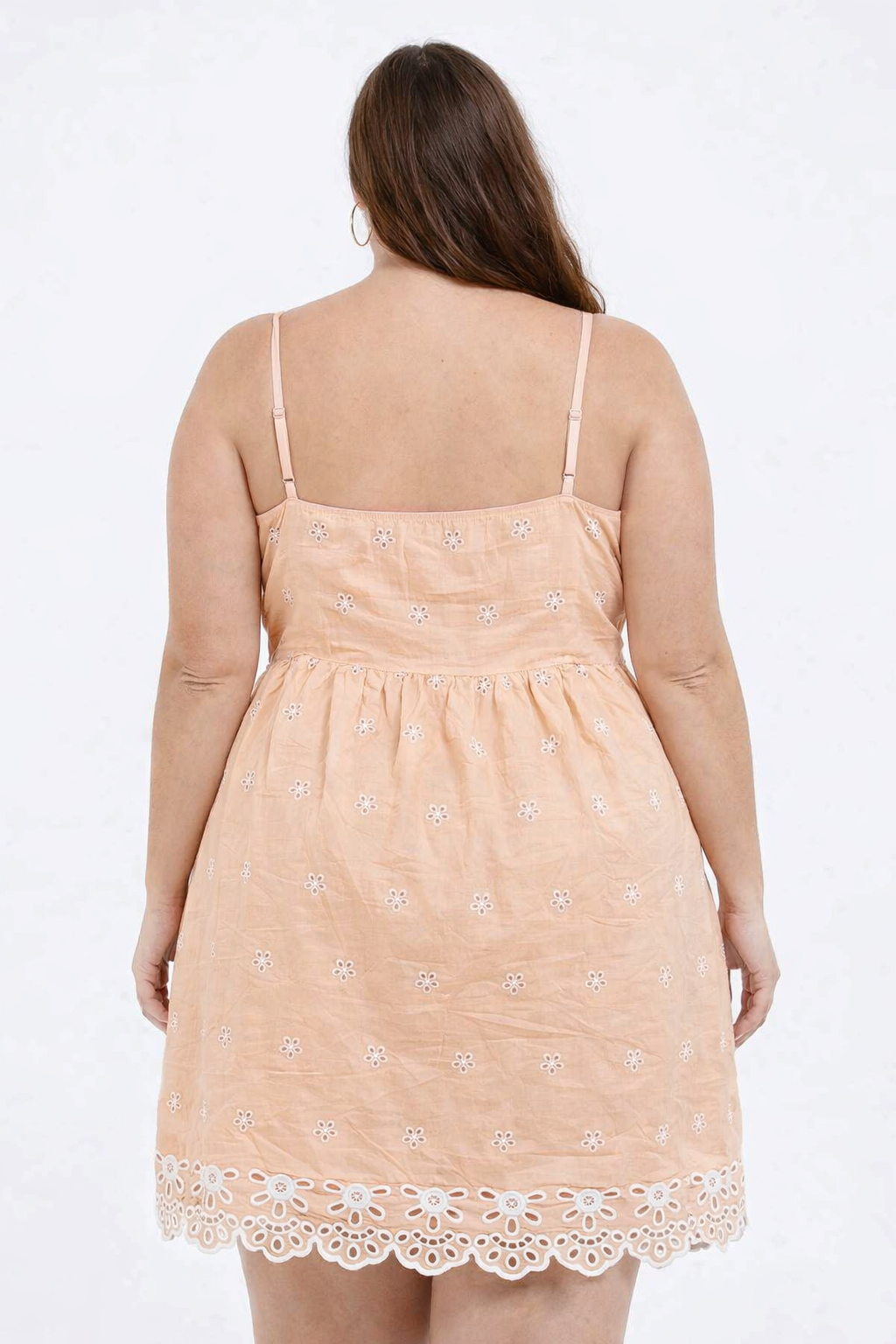 Plus Size Orange Cotton Sleeveless A-Line Mini Dress