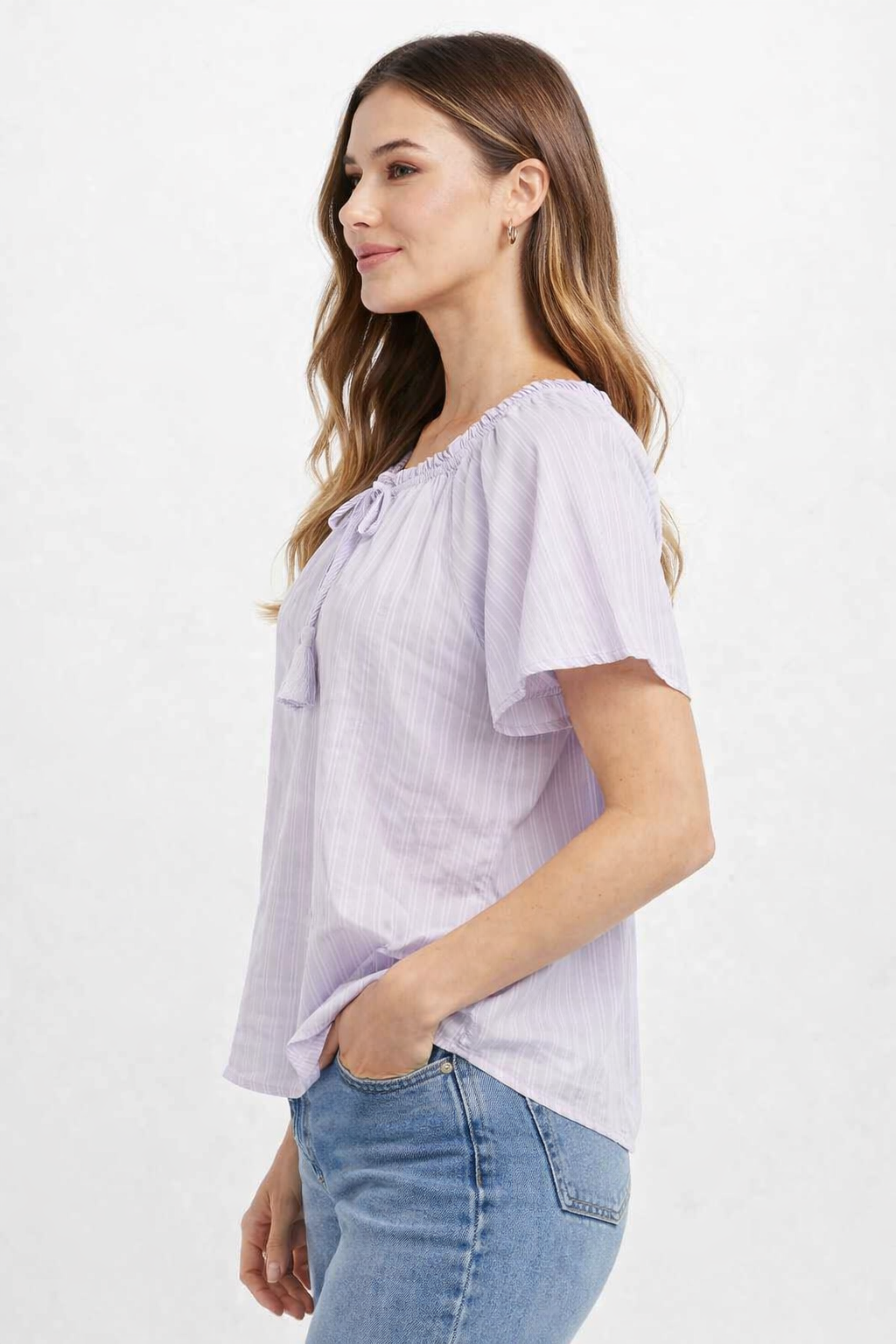Light Purple Floral Cotton Poncho Style Top – Loose Fit Plus Size Casual Wear