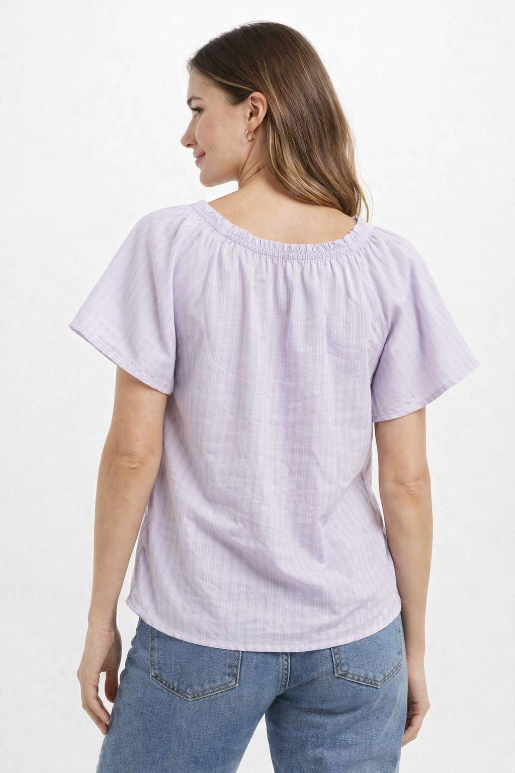 Light Purple Floral Cotton Poncho Style Top – Loose Fit Plus Size Casual Wear