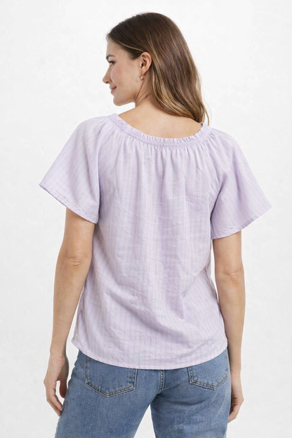 Light Purple Floral Cotton Poncho Style Top – Loose Fit Plus Size Casual Wear