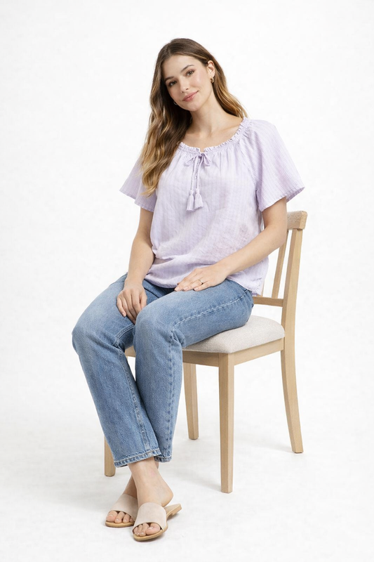 Light Purple Floral Cotton Poncho Style Top – Loose Fit Plus Size Casual Wear