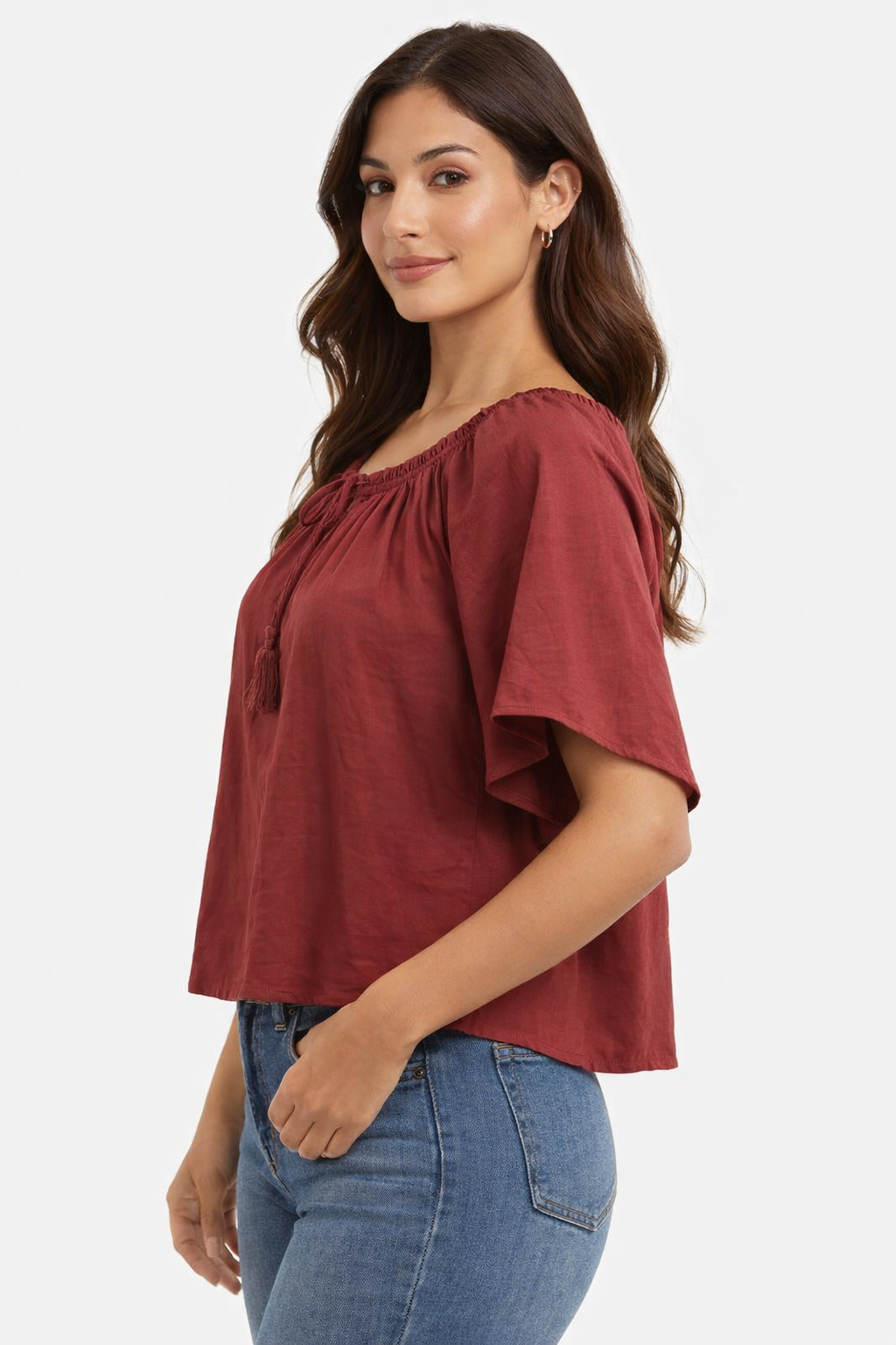 Rust Floral Cotton Poncho Style Top – Loose Fit Plus Size Casual Wear