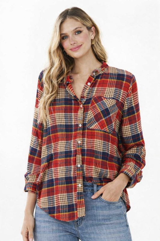 Multi Checkered Cotton Viscose Shirt – Loose Fit Casual Everyday Shirt