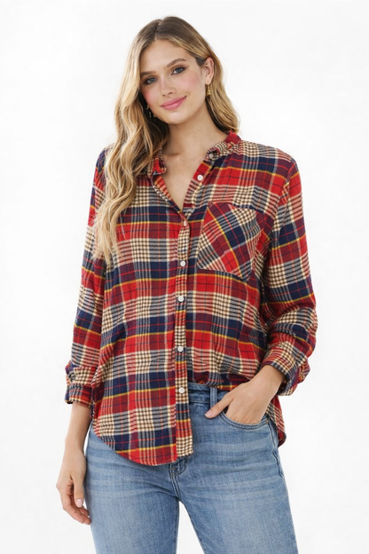 Multi Checkered Cotton Viscose Shirt – Loose Fit Casual Everyday Shirt
