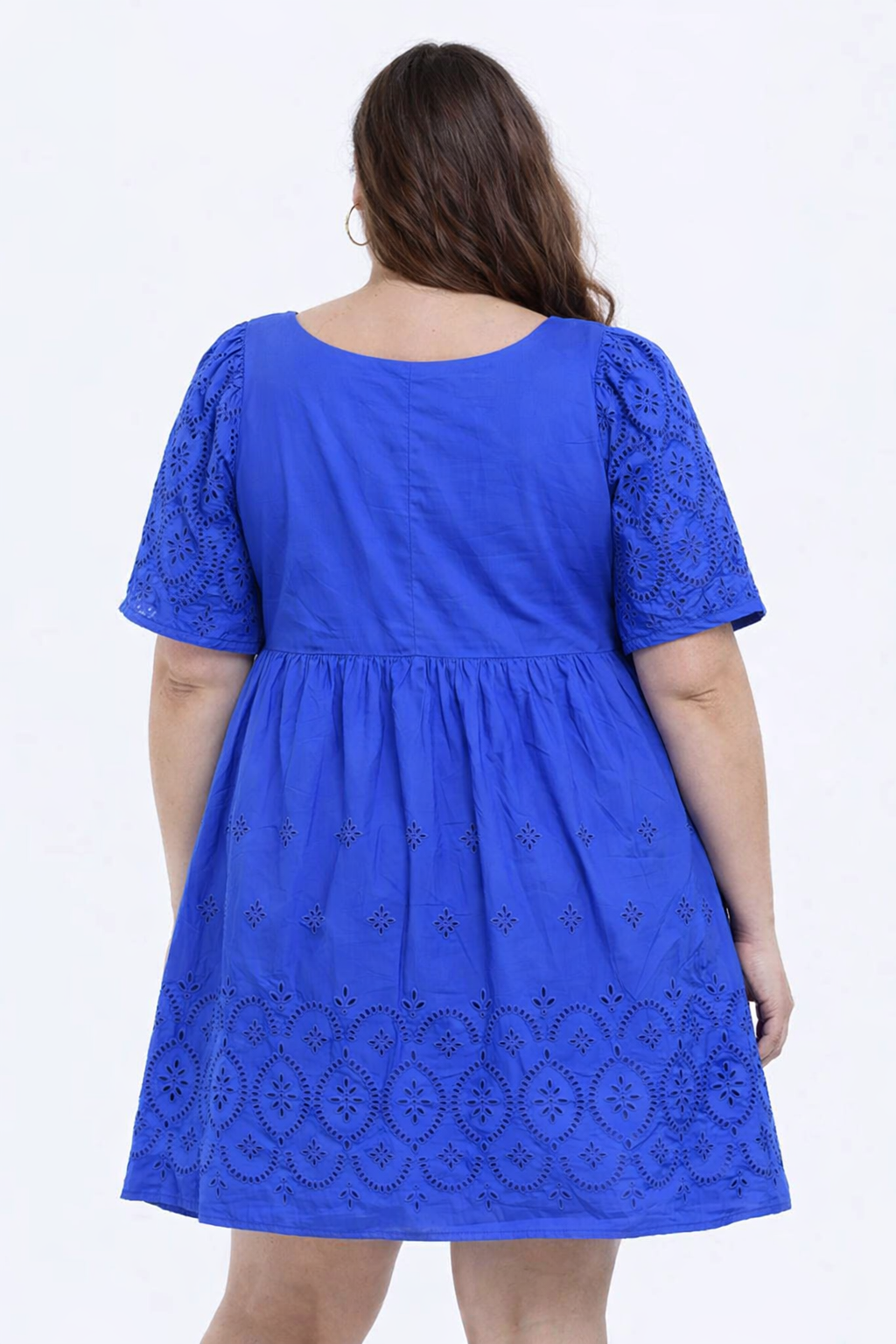 Plus Size Blue Cotton Fit & Flare Dress – Loose Casual Summer Dress