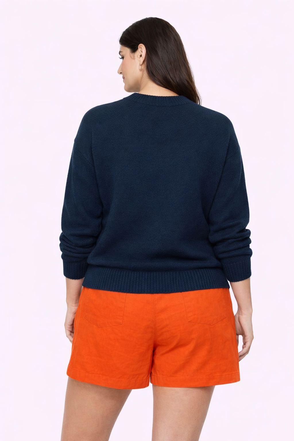 Dark Blue Solid Oversized Sweater | Drop Shoulder Loose Fit Winter Pullover