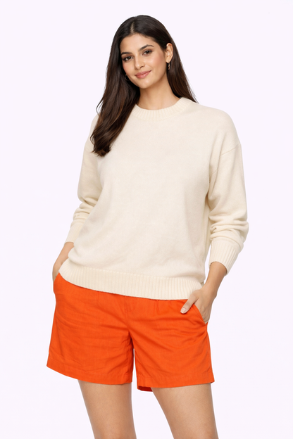 Lemon Solid Oversized Sweater | Drop Shoulder Loose Fit Winter Pullover
