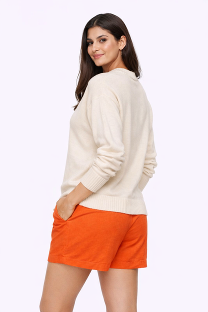 Lemon Solid Oversized Sweater | Drop Shoulder Loose Fit Winter Pullover