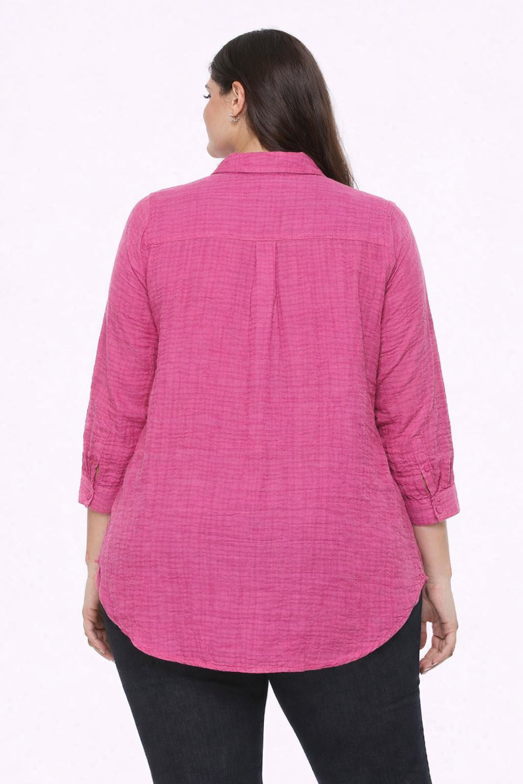 Pink Cotton Shirt Style Top | Loose Fit Casual Longline Tunic