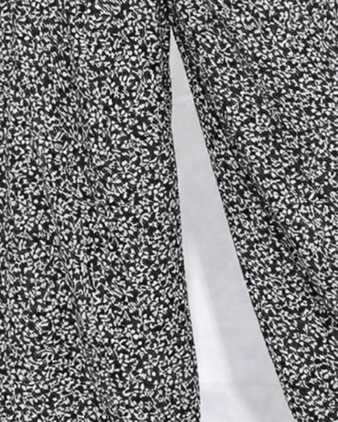 Black Printed Polyester Wide Leg Pants | Elastic Waist Casual Palazzo Trousers