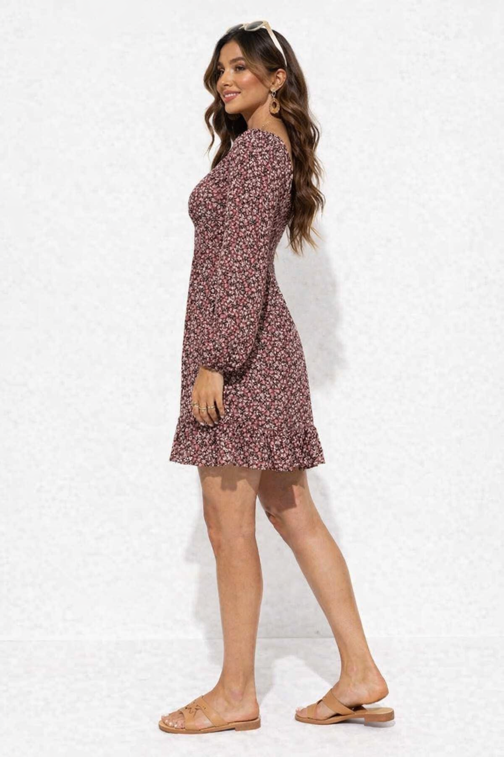 Multi Colour Floral Print Polyester Mini Dress | V-Neck Fit & Flare Casual Dress