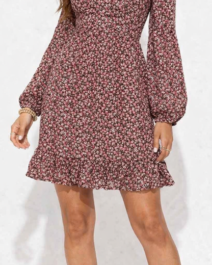 Multi Colour Floral Print Polyester Mini Dress | V-Neck Fit & Flare Casual Dress