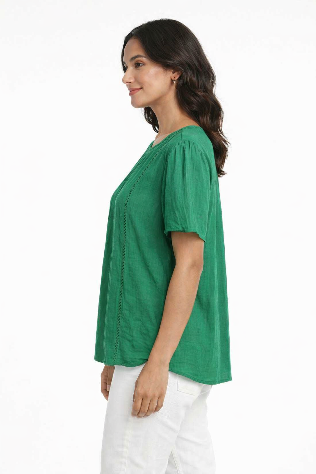 Green Cotton Plus Size Long Top | Relaxed Fit Casual Tunic