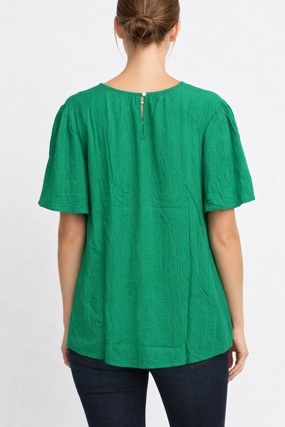 Green Cotton Plus Size Long Top | Relaxed Fit Casual Tunic