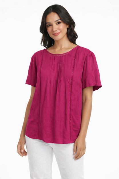 Pink Cotton Plus Size Long Top | Relaxed Fit Casual Tunic