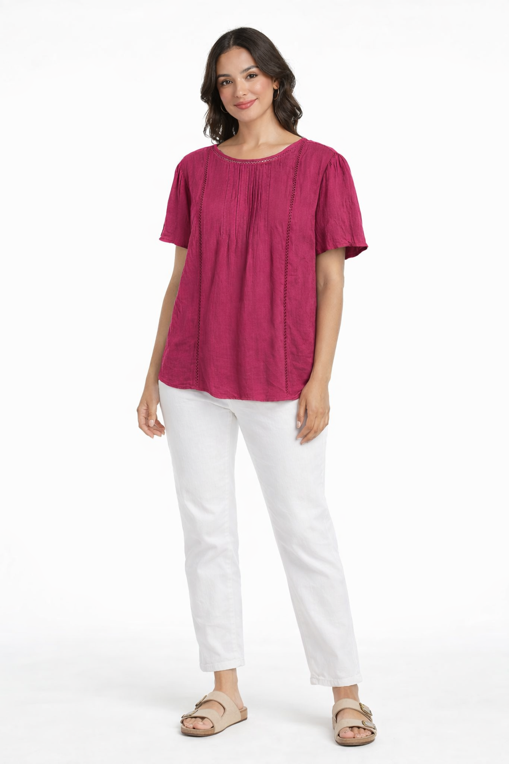 Pink Cotton Plus Size Long Top | Relaxed Fit Casual Tunic