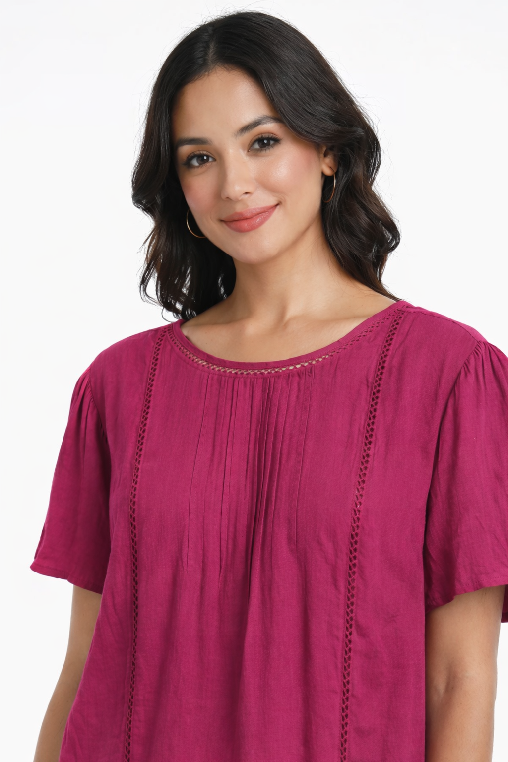 Pink Cotton Plus Size Long Top | Relaxed Fit Casual Tunic